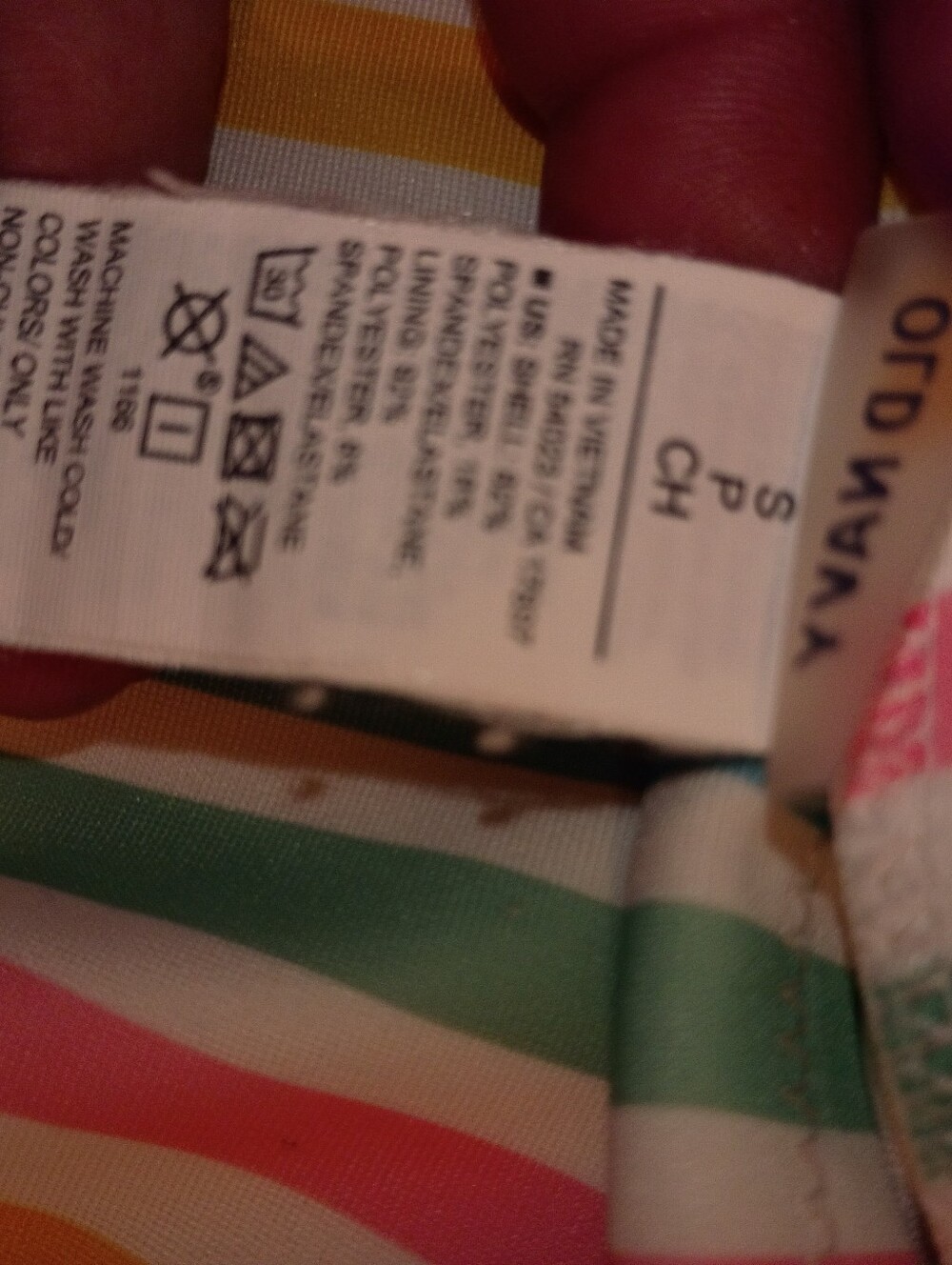 Old Navy Striped Bikini in Pink, Blue, Yellow, Green Small Bottom And Medium Top - Picture 7 of 7